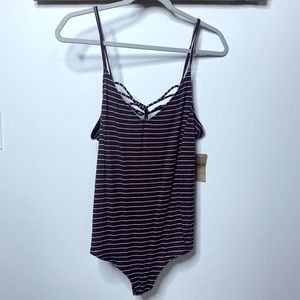 NWT Burgundy Striped Teddy sz XXL